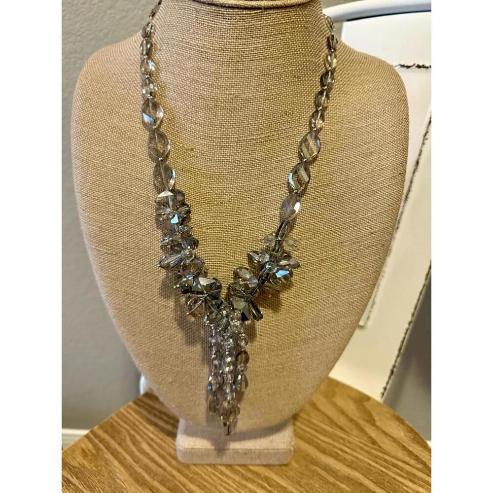 CHICOS Necklace‎ Chunky Smokey Faceted Crystal Beads Statement Piece
